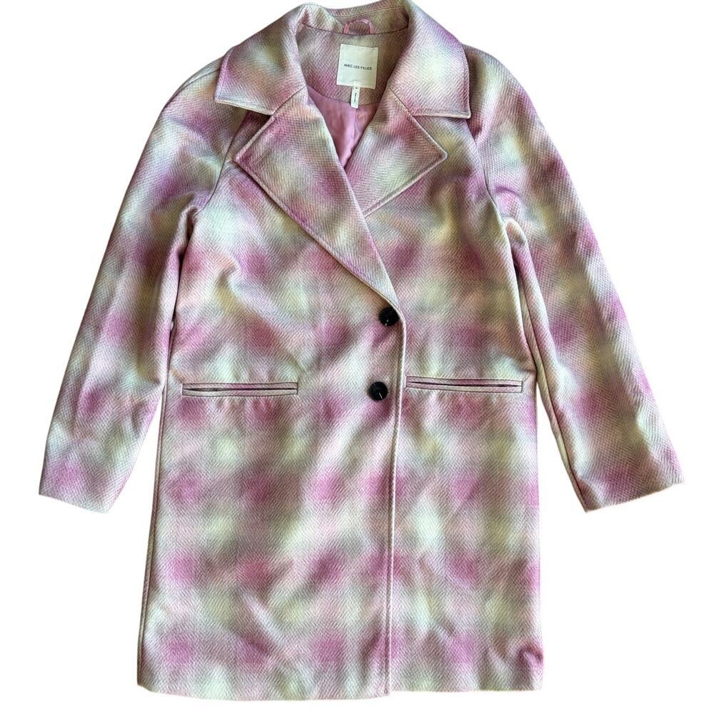 Avec Les Filles Raglan Walking Coat in Dusty Pink Plaid  NWOT Sz S